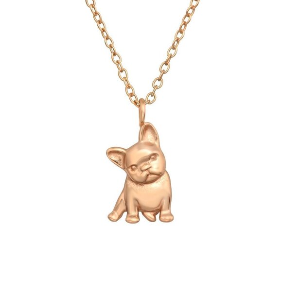 Rose Gold Dainty Bulldog Necklace - Picture 1 of 15